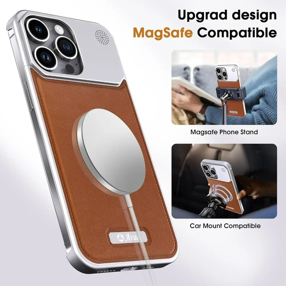 Arae Magnetic Leather Case for iPhone 14 Pro Max 6.7